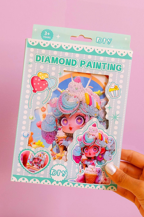 نقاشی الماسی دختر بستنی